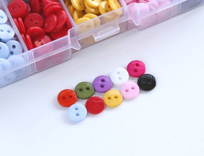 GANSSIA 11/32 Inch (9mm) Very Small Buttons Tiny Size Sewing Flatback Resin Buttons 10 Colors Multi-Colored Pack of 750 with Box - Image 3